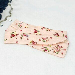 Light Pink Floral Wide Stretchy Headband Soft Turban Knot Head Wrap Hair Gifts